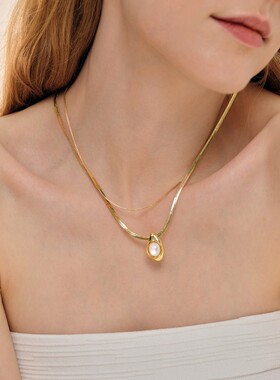 莓拉「水生浮想」玛瑙吊坠项链女新中式清冷高级感双层锁骨链百搭