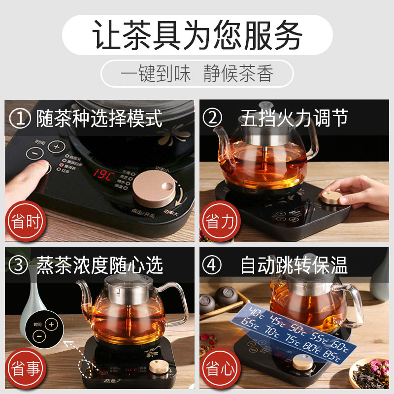 煮茶器家用全自动蒸汽煮茶壶黑茶蒸茶器小型办公室玻璃花茶壶