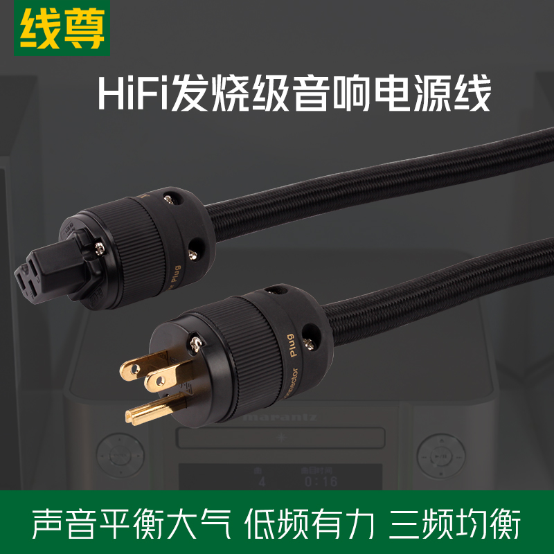 线尊 hifi音响电源线发烧级功放电源线CD机胆机前后级美标连接线