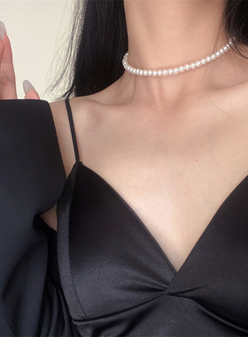 时尚简约秋冬新韩国少女软妹珍珠项圈锁骨链个性百搭ins小众项链