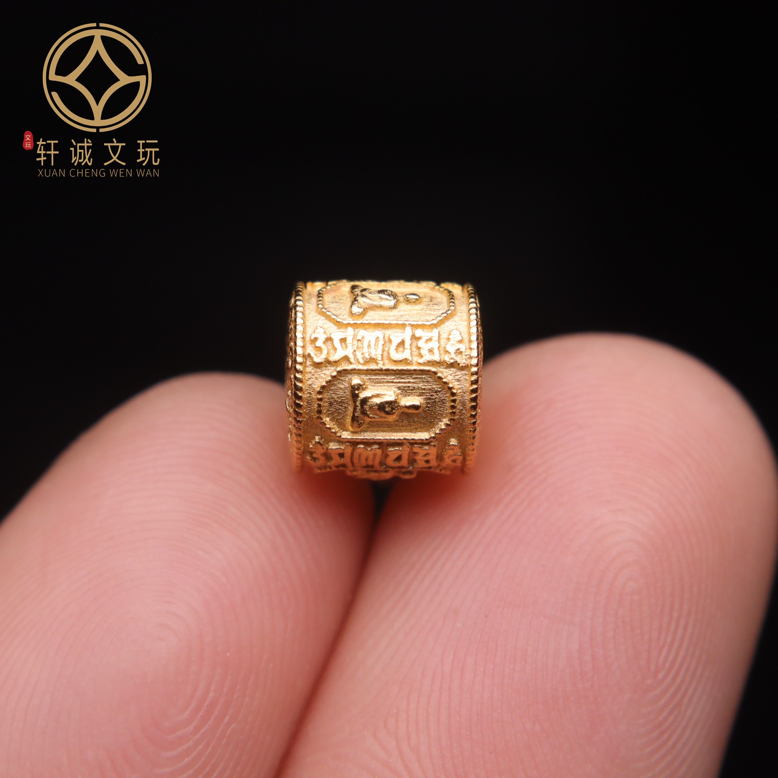 原创足银925银镀金无相佛佛六字真言桶珠手串手链diy文玩配珠配饰 - 图3