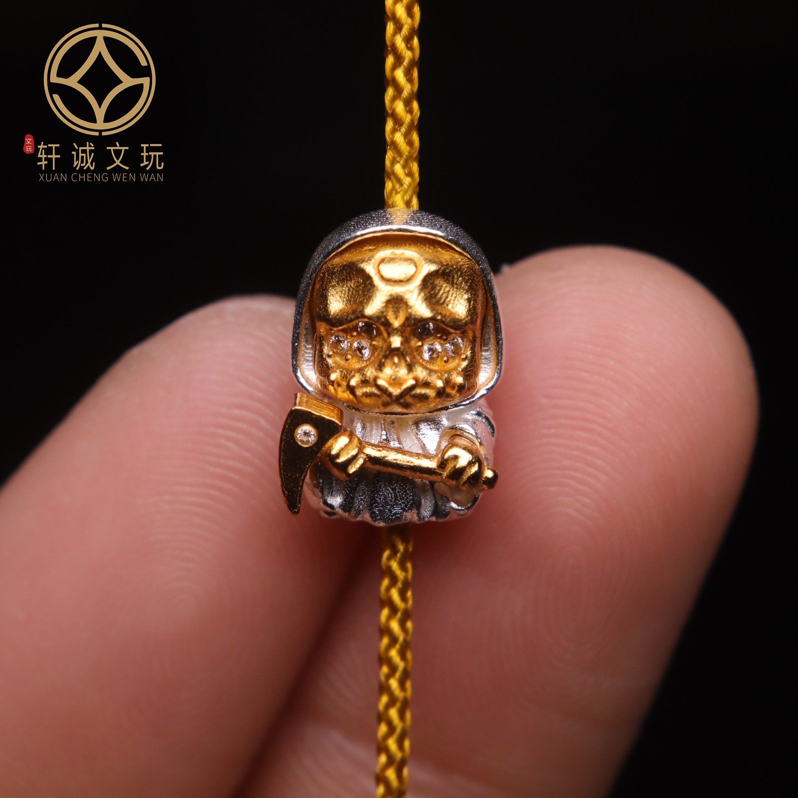 原创足银925银镀金死神阿呆顶腰珠隔珠手串串珠编绳diy文玩配饰,淘宝优惠券,粉丝福利购,淘宝优惠卷