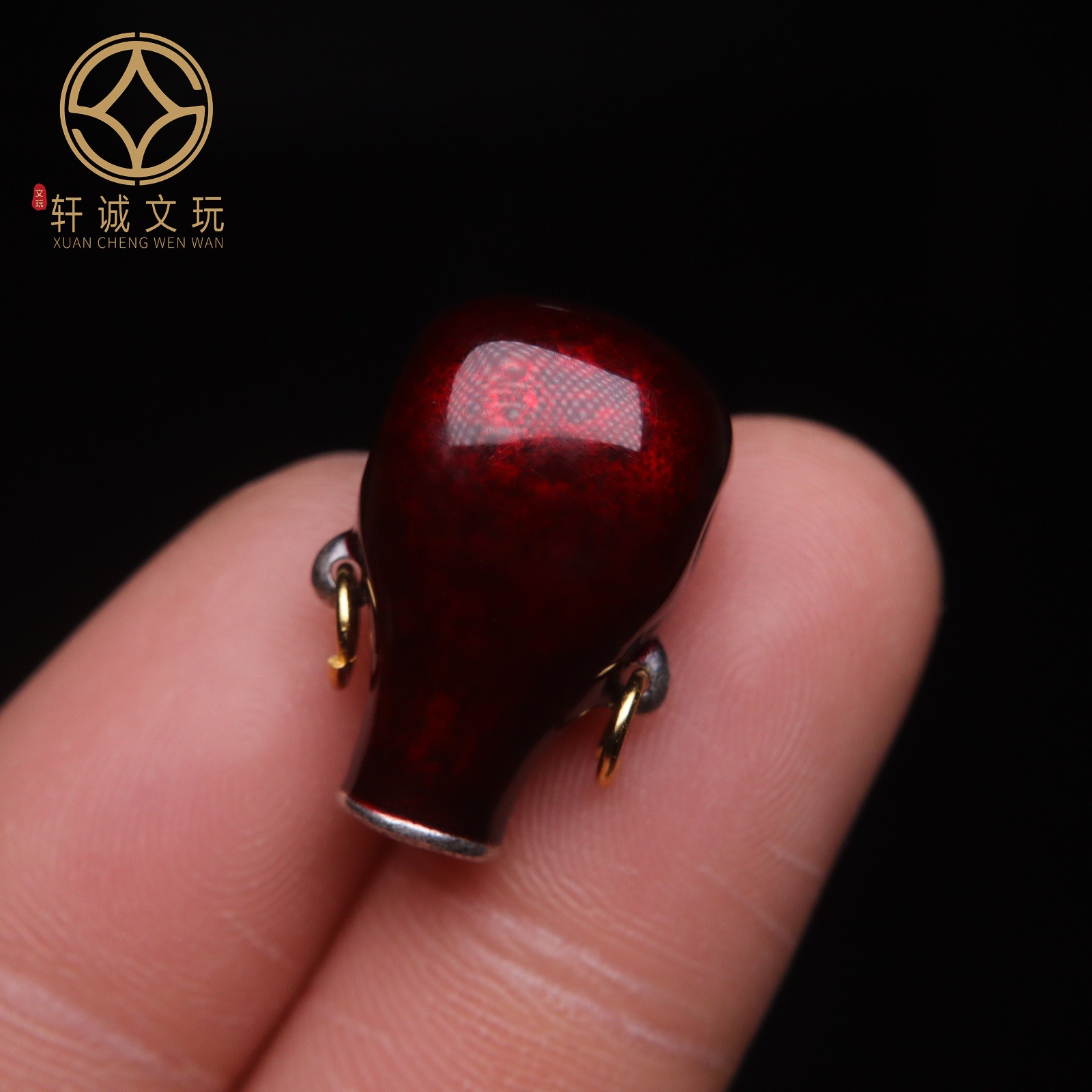 原创足银925兽面大黑天镀彩三通佛头手串长串手持diy文玩配饰 - 图1