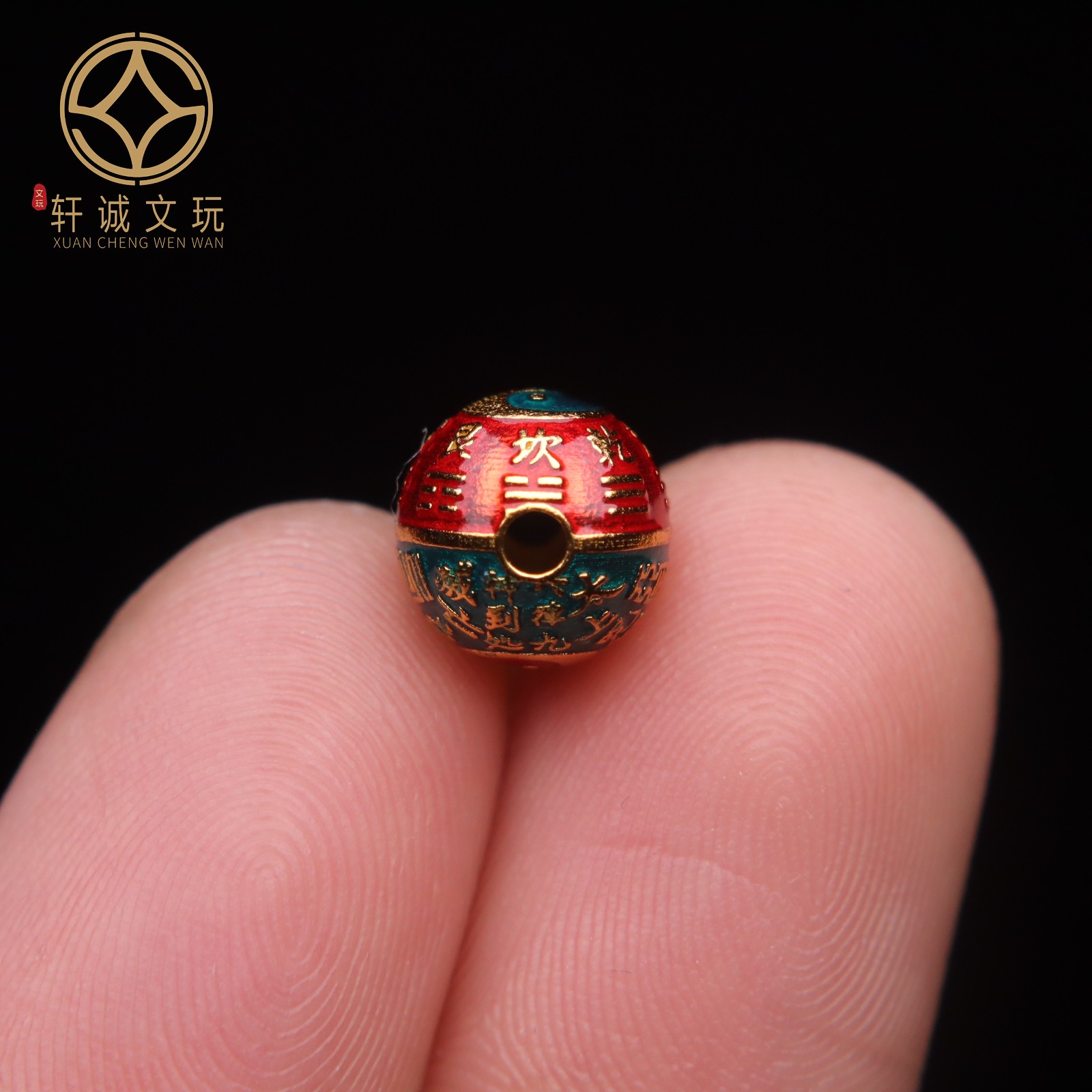 原创足银925彩绘太极八卦珠顶腰珠隔珠手串手工串珠diy文玩配饰 - 图1