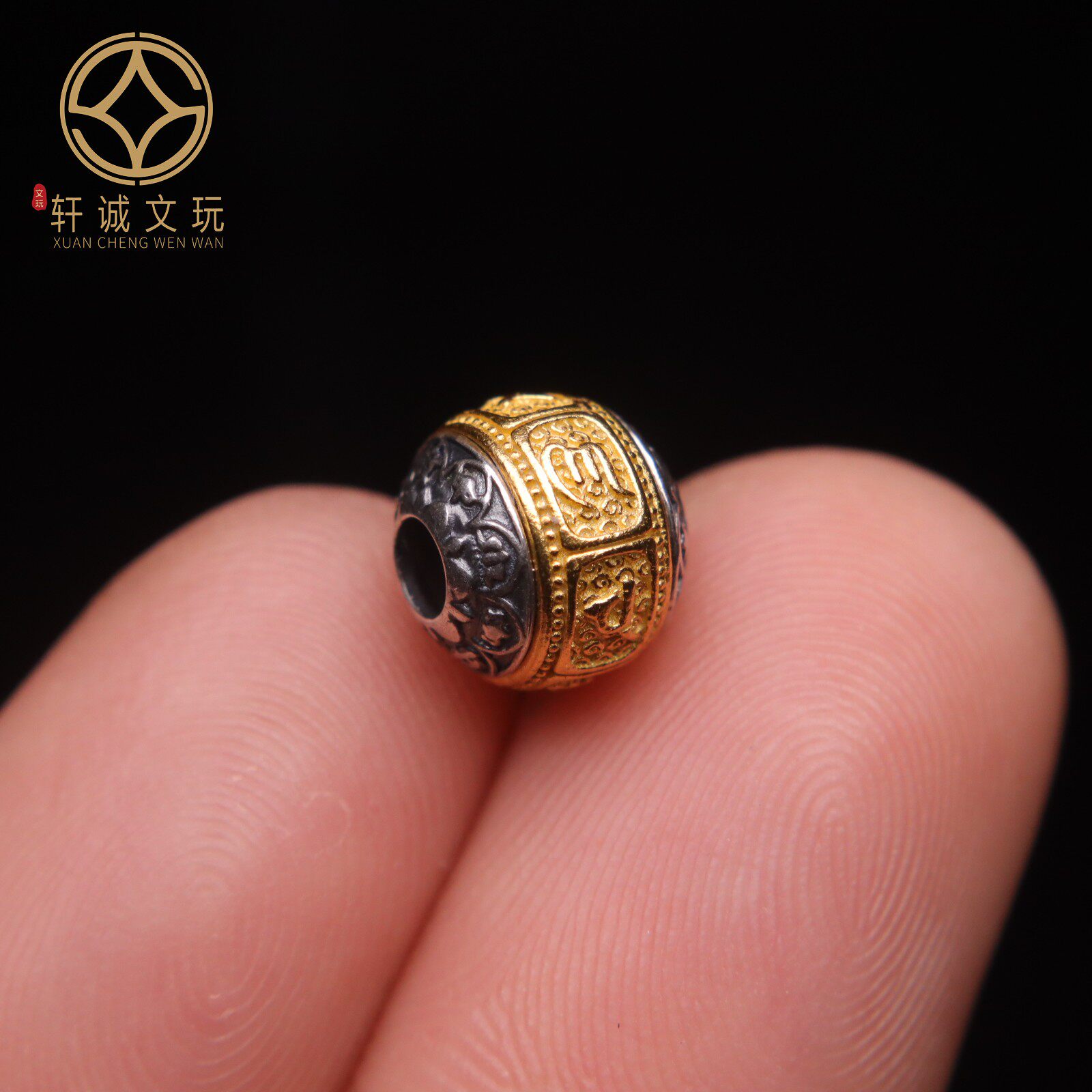 原创925银镀金六字真言老型桶珠腰珠隔珠手工串珠编绳diy文玩配饰,淘宝优惠券,粉丝福利购,淘宝优惠卷