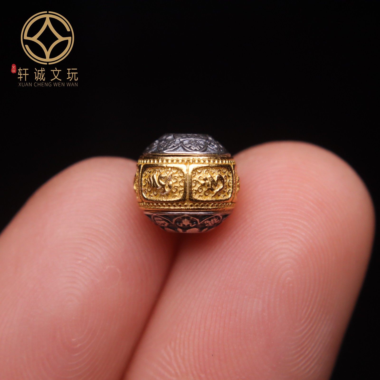 原创925银镀金六字真言老型桶珠腰珠隔珠手工串珠编绳diy文玩配饰,淘宝优惠券,粉丝福利购,淘宝优惠卷