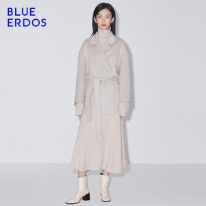 BLUE ERDOS秋冬通勤气质系带毛呢外套羊毛大衣女短款