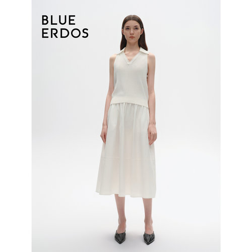 BLUE ERDOS 新款纯色拼接设计小翻领翻花女套背心B245D2010 - 图1