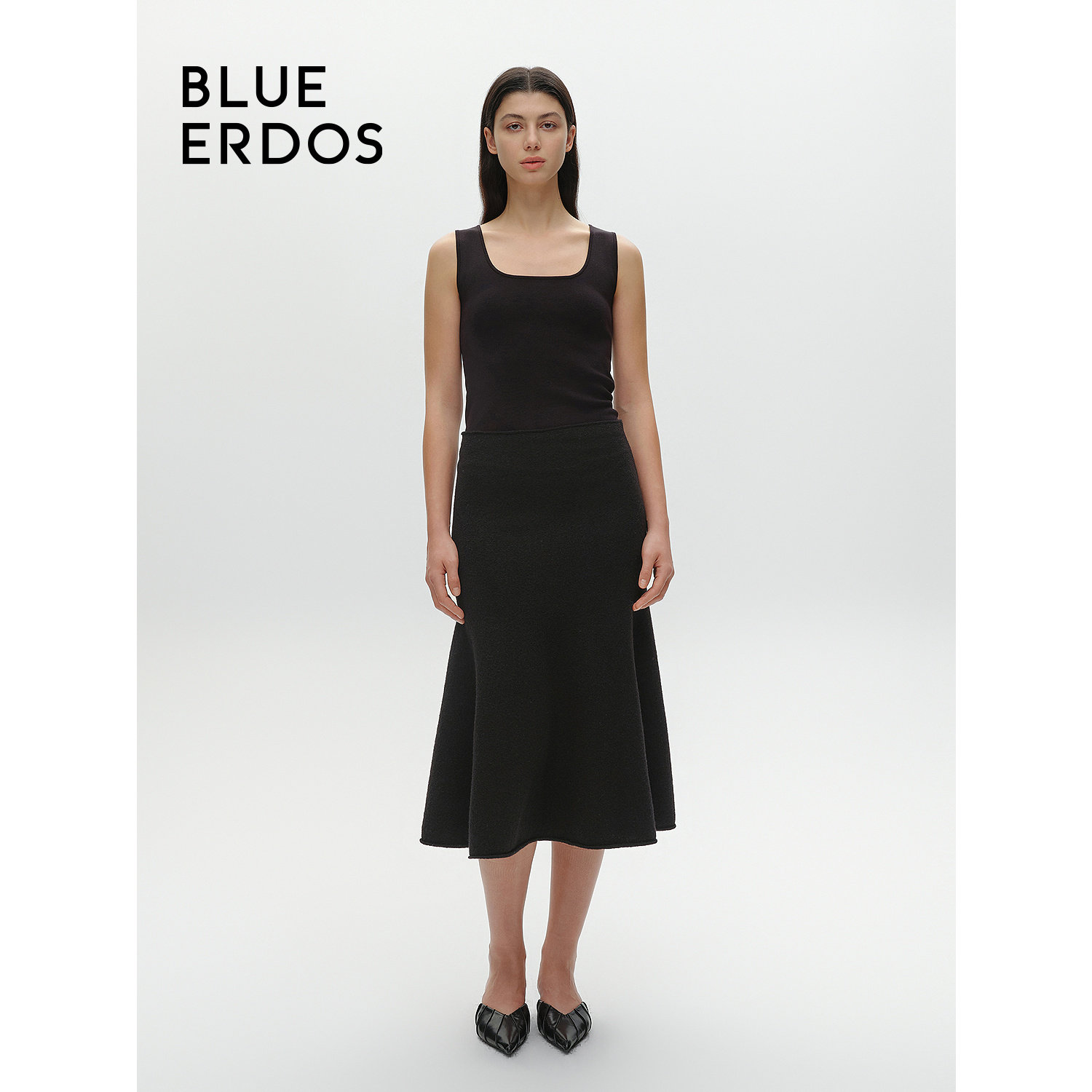 BLUE ERDOS 冬季复古百搭全羊毛A型鱼尾半裙女B246F0005,淘宝优惠券,粉丝福利购,淘宝优惠卷