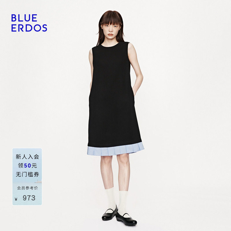 BLUE ERDOS2026夏季新品连衣裙简约时尚松弛感后背蝴蝶结短裙