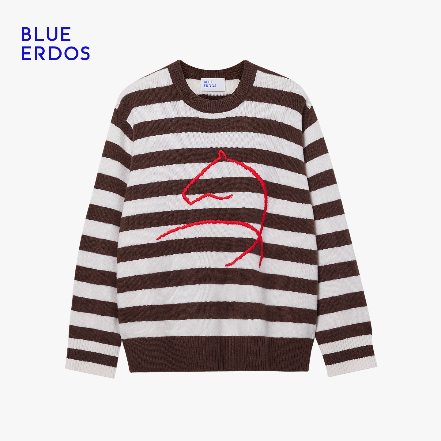 【孙千同款】BLUE ERDOS冬新复古休闲100%山羊绒圆领刺绣羊绒衫,淘宝优惠券,粉丝福利购,淘宝优惠卷