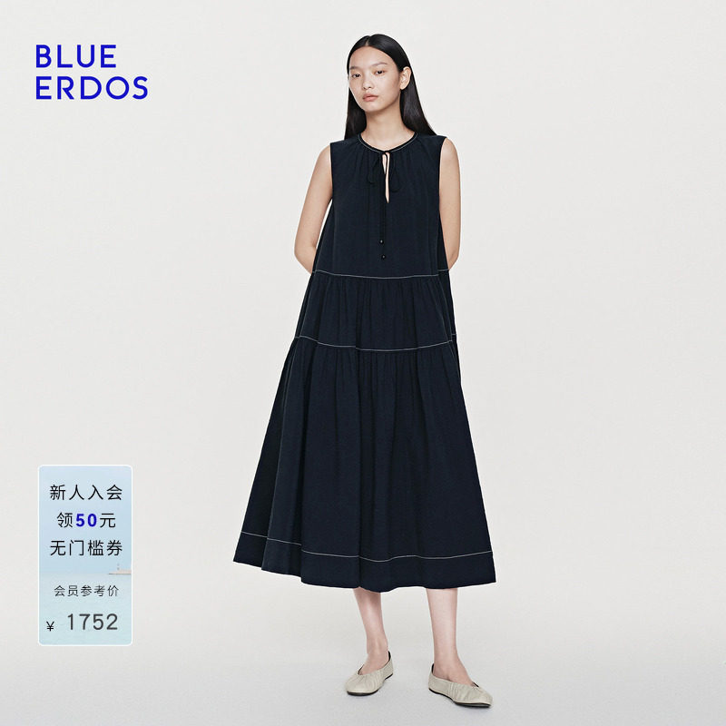 BLUE ERDOS2026夏季新品简约百搭桑蚕丝混纺无袖连衣裙女
