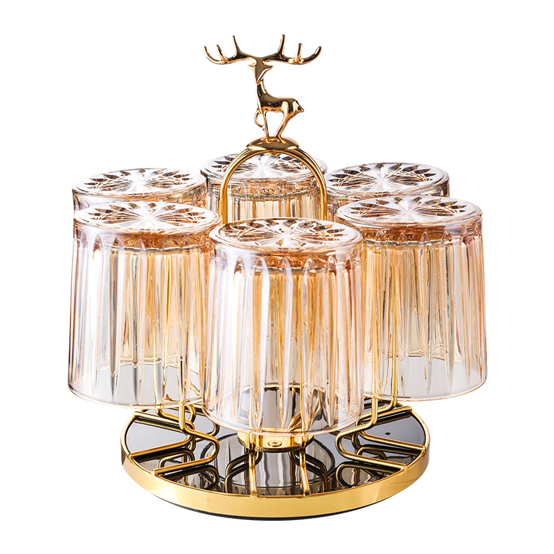 耐热玻璃杯家用透明客厅喝水杯子高颜值待客泡茶杯果汁杯具带杯架 - 图3