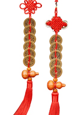 桃木葫芦五帝钱挂件中国结工艺品