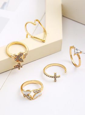 满钻爱心蝴蝶关节戒指其他