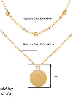 双层锁骨链圆形吊坠项链