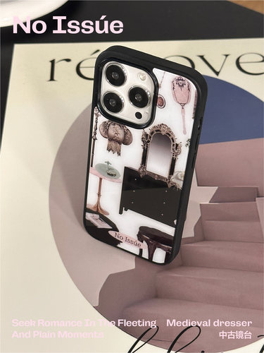 noissue原创中古镜台适用苹果14pro手机壳iphone13pm全包12磨砂黑边亚克力 - 图3