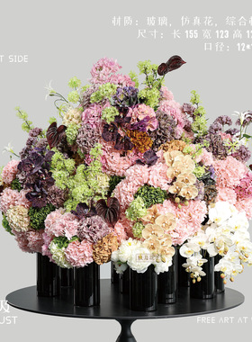 妖及轻奢黑色直筒仿真花桌面摆件