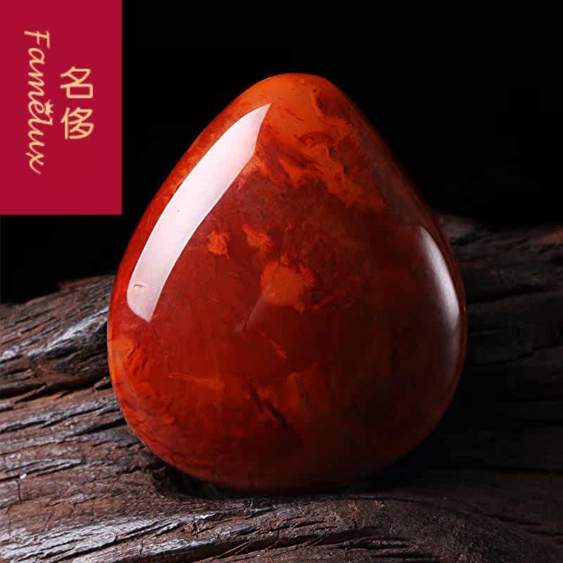 四川凉山柿子红火焰红南红玛瑙吊坠 名侈项坠/吊坠