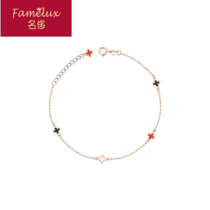 四叶草18k金女ins小众简约手链 名侈手链