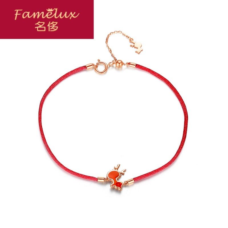 新18k金一路有你鹿女鹿角手镯 名侈手链