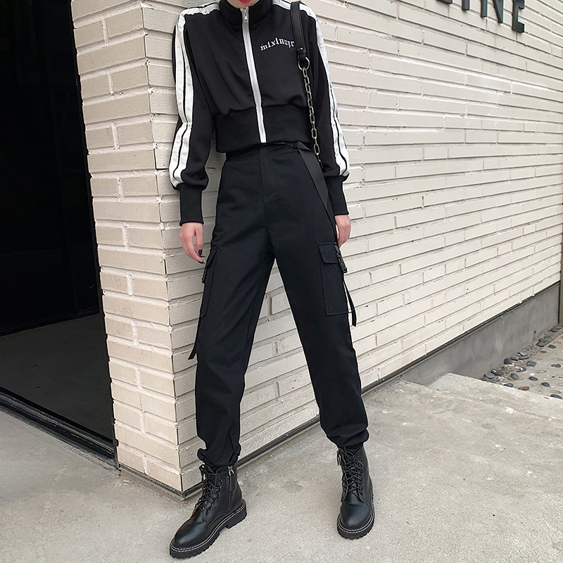 束脚工装裤显瘦高腰秋冬季运动裤子 loannina休闲裤