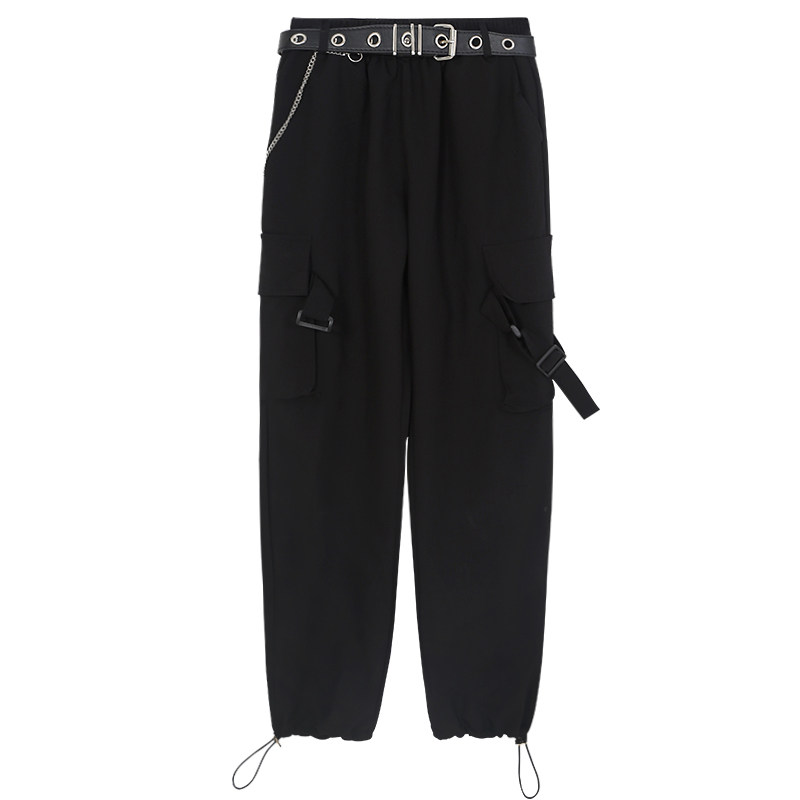 束脚显瘦高腰秋季黑色休闲潮工装裤 loannina休闲裤