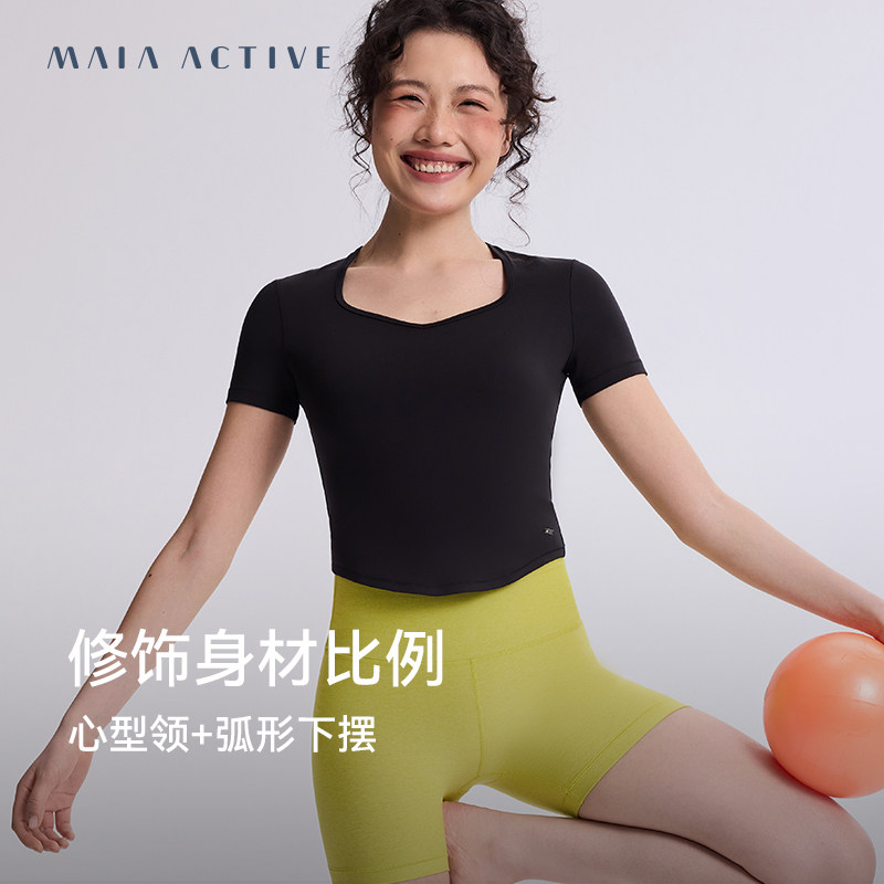 云感TEE日常运动健身心型领短袖瑜伽T恤上衣女MAIAACTIVE 52TS05,淘宝优惠券,粉丝福利购,淘宝优惠卷