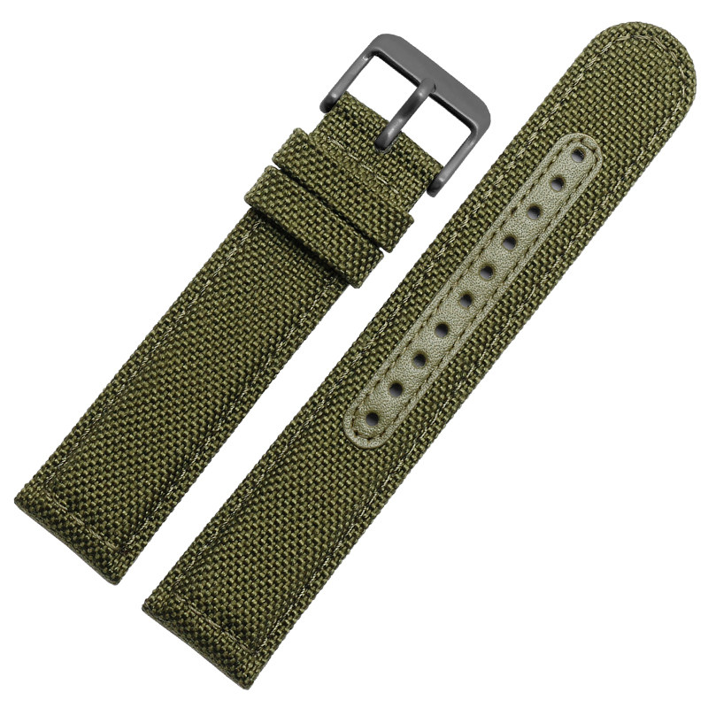 代用精工5号手表带绿水鬼帆布表带 凯帝尼配件