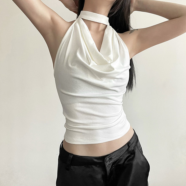 KLalien Retro Slim Pile Collar Halter Sling Temperament Hot Girl