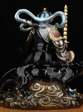 树脂武财神赵公明神像佛堂客厅办公室店铺家用供奉佛像真身摆件