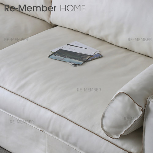 Rememberhome北欧中古诧寂奶油复古风头层牛皮小户型羽绒CUCO沙发 - 图2