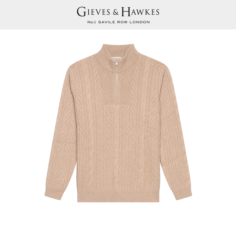 GIEVES&HAWKES/君皇仕男士羊毛羊绒针织衫半高领毛衣 G4667EI081 - 图1