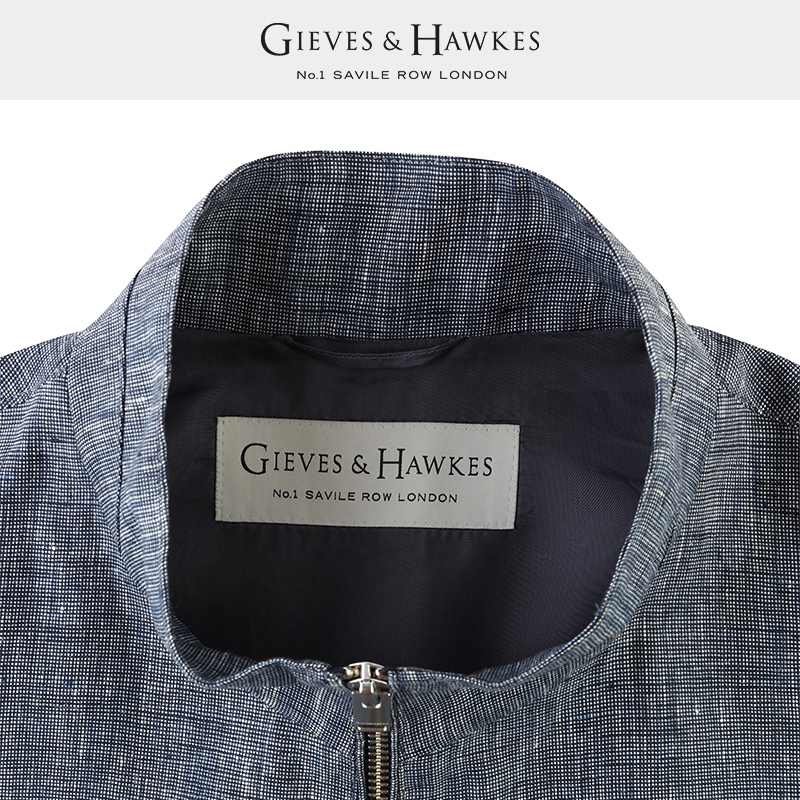 GIEVES&HAWKES/君皇仕男士立领纯亚麻夹克风衣薄外套G4950EI031 - 图1