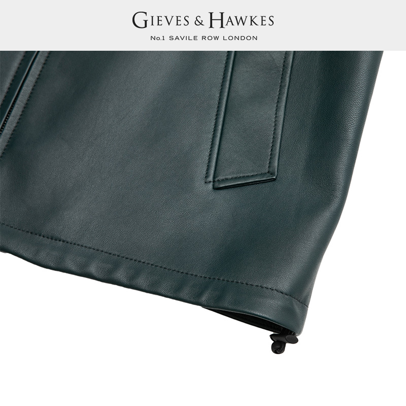 GIEVES&HAWKES/君皇仕GH男士连帽羊皮夹克休闲外套皮衣G4058E1031 - 图2