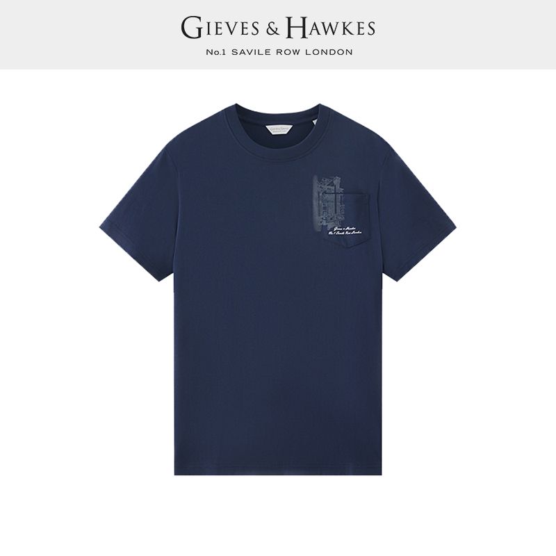 GIEVES&HAWKES/君皇仕GH男士圆领春夏纯棉短袖T恤衫 G4570EI031 - 图0