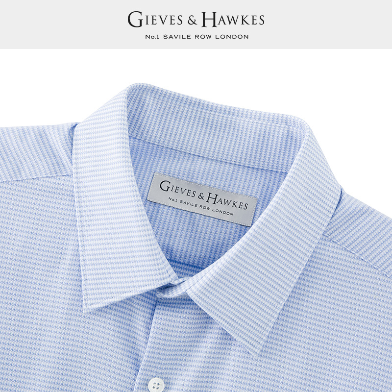 GIEVES&HAWKES/君皇仕GH男士春夏纯棉商务休闲短袖衬衫G4542EI141 - 图1