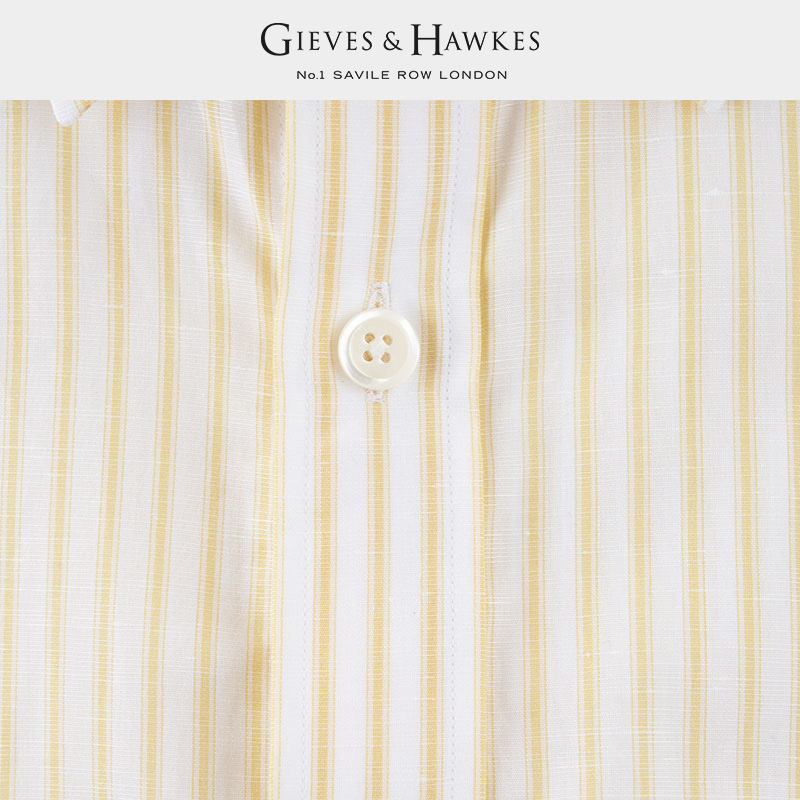 GIEVES&HAWKES/君皇仕GH男士棉亚麻条纹礼服短袖衬衫 G4100606I1 - 图3