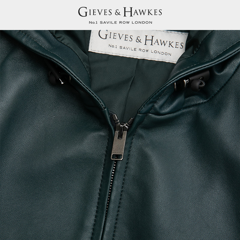 GIEVES&HAWKES/君皇仕GH男士连帽羊皮夹克休闲外套皮衣G4058E1031 - 图3