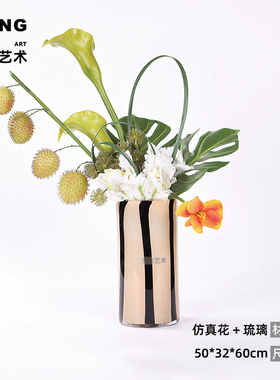 空合中古风裂纹琉璃花瓶家居摆件