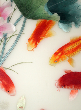精细1到4丝纯手工苏绣玄关画荷花