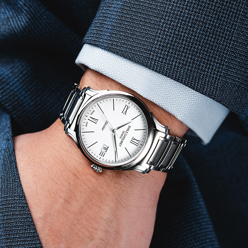 【品牌直营】艾米龙Emile Chouriet传承黑盘钢表带机械手表男