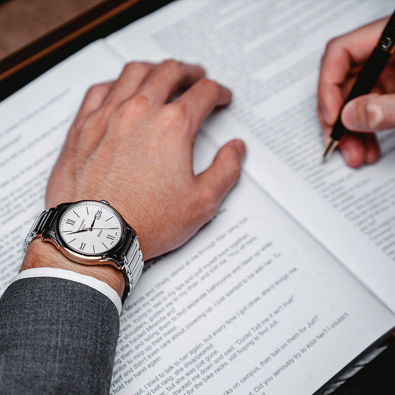 【品牌直营】艾米龙Emile Chouriet传承黑盘钢表带机械手表男