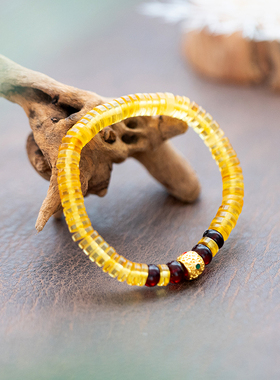 波罗的海天然蜜蜡手串单圈隔片手链男女款一代琥珀金珀血珀算盘珠