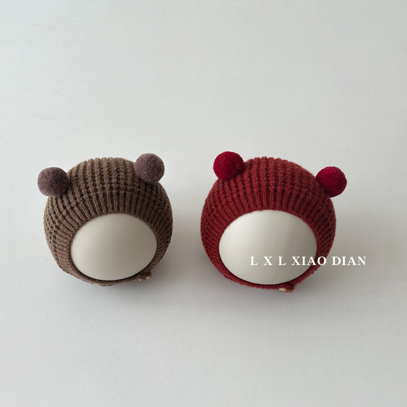 婴儿帽子秋冬季双层保暖针织护耳帽0-6个月小月龄宝宝双球毛线帽9,淘宝优惠券,粉丝福利购,淘宝优惠卷