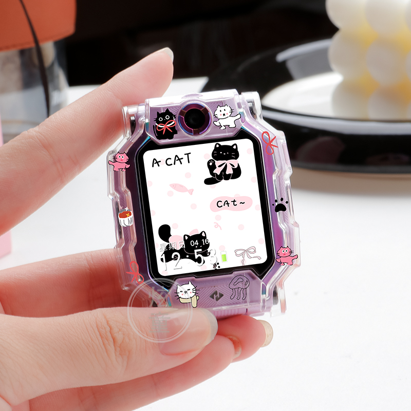 黑粉小猫保护壳适用小天才电话Z10手表Z9Z8少年版Z7透明壳z6Q1CD3 - 图1