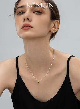 s925纯银圆环撞色项链女