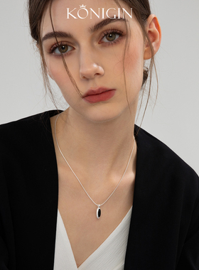 925纯银黑玛瑙项链女水滴毛衣链