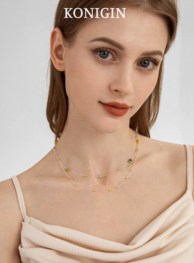 925纯银彩虹甜豆项链女