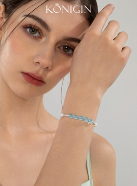 碎银子海蓝宝手链女纯银